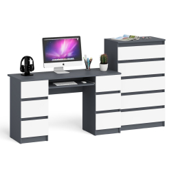 Комод высокий Мори МК700 5-ть ящиков с двухтумбовым компьютерным столом МС-2
