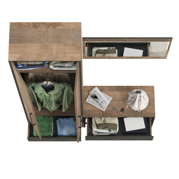 Прихожая, Прихожая с тумбой для обуви с сиденьем и зеркалом Трувор