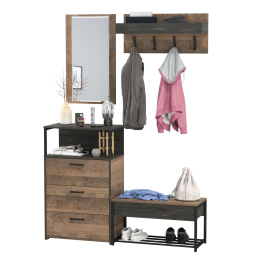 Обувница с сиденьем с комодом Трувор и зеркало с вешалкой