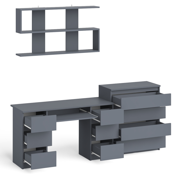 Домашние кабинеты, Стол письменный Мори МС-2 с комодом МК800 4 ящика и полкой 1200