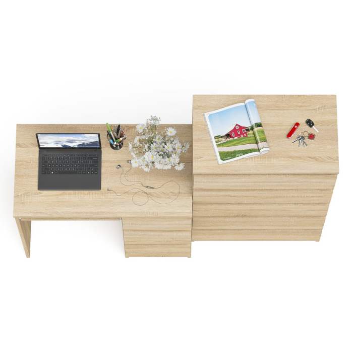 Домашние кабинеты, Высокий комод Мори на 700 5 ящиков и компьютерный стол Мори МС-6 тумба справа