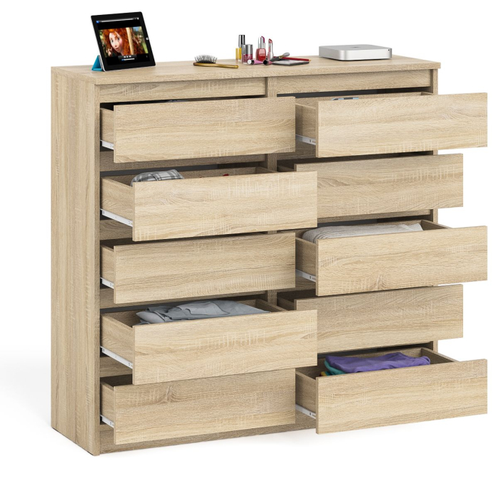 Комоды, Комод высокий на десять выдвижных ящиков Мори МК1200.10