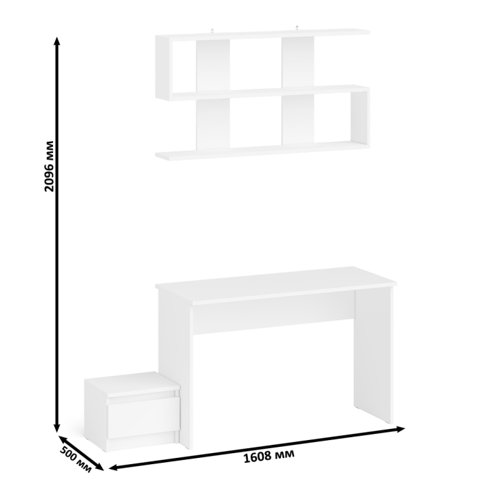 Прямые компьютерные столы, Стол письменный Мори 1200 с тумбочкой и навесной полкой 1200