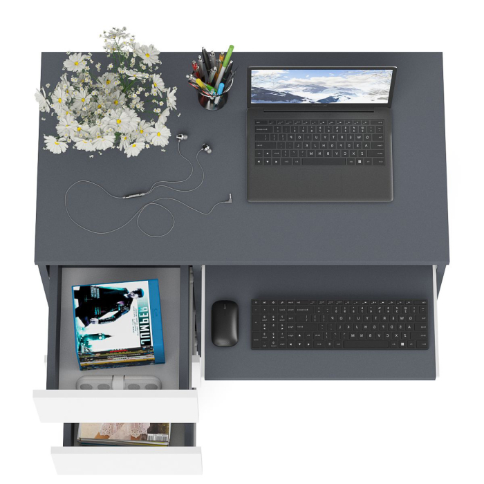 Детские столы, Стол компьютерный три ящика Мори МС-6 левый