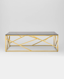 Журнальный стол АРТ ДЕКО 120х60 (Стекло smoke/Сталь золото)