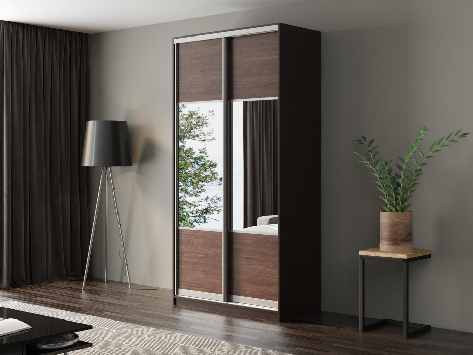 Шкафы-купе, Шкаф-купе Айсберг 120 ВЕНГЕ (шамони темный/комбинированный)