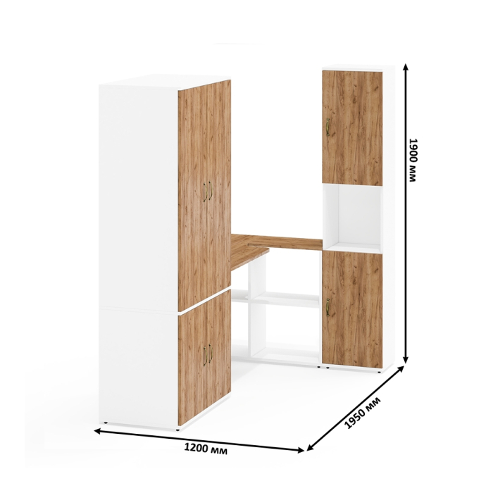 Домашние кабинеты, Мебел в кабинет Лидер-8 из шкафа 19Б со столом и пеналом с нишей