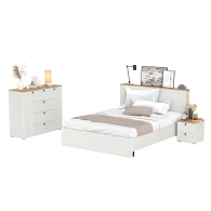 Спальные гарнитуры, Кровать Остин 1600 с ортопедическим основанием с тумбой-комодом и тумбой прикроватной