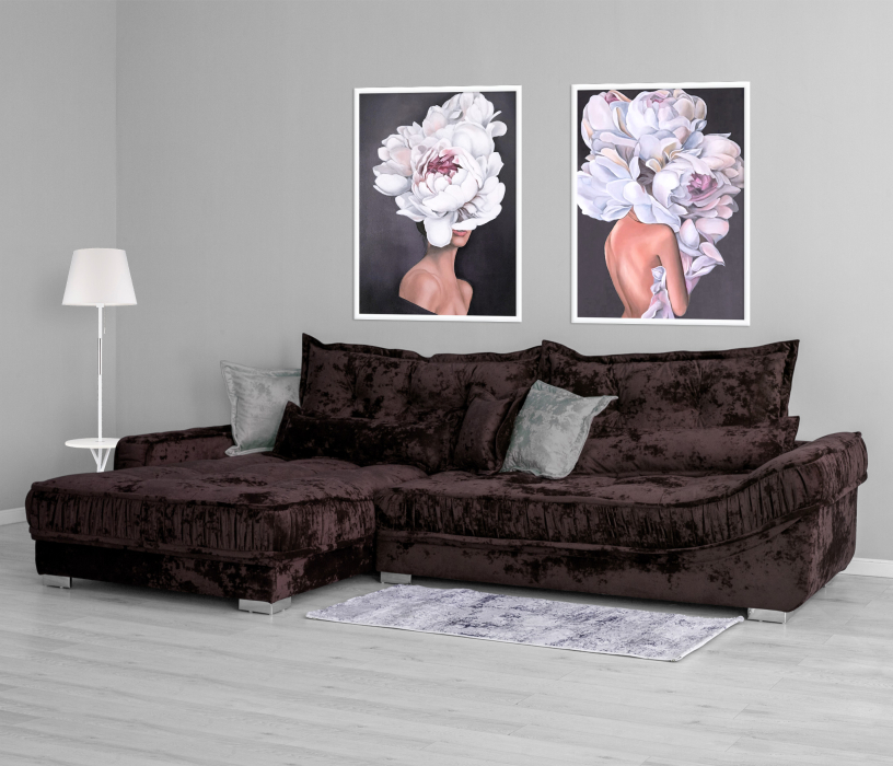 Диваны угловые в гостиную, Диван мягкий угловой Бруно, велюр