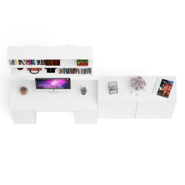 Полка Мори 1200 с письменным столом Мори МС-2 и комодом на восемь ящиков