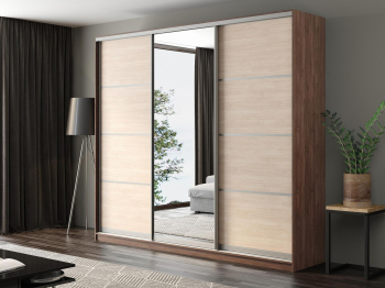 Шкаф-купе Айсберг 260 ШАМОНИ ТЕМНЫЙ (шамони светлый/зеркало)