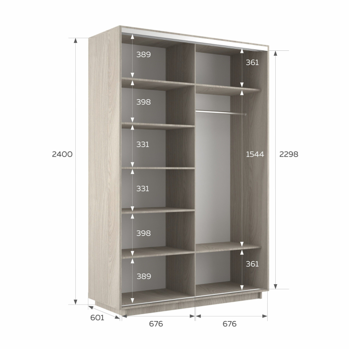 Шкафы-купе 2-х дверные, Шкаф-купе Экспресс 2-х дверный Фотопечать Квадрат Стекла 140х60х240