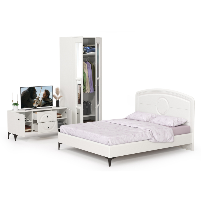 Спальные гарнитуры, Спальный гарнитур с ТВ-тумбой и шкафом Валенсия № 41