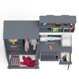 Стол компьютерный с ящиком МС-1 правый с навесной полкой и шкаф-комод МШ900.1 Мори