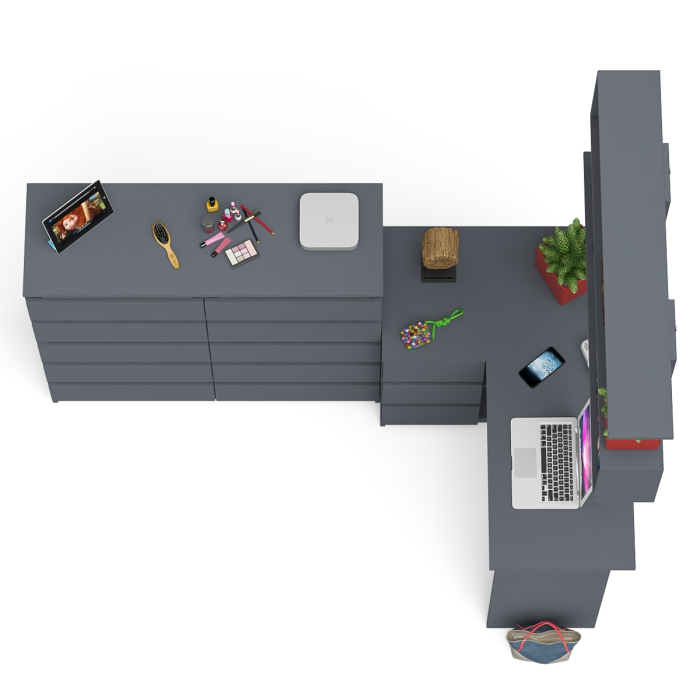 Домашние кабинеты, Стол угловой компьютерный Мори МС-16 левый с комодом на 10-ть ящиков и полкой на 1200