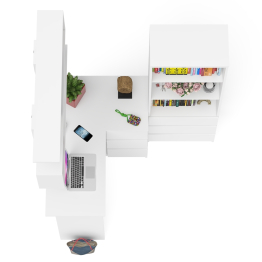 Рабочее место с угловым столом Мори МС-16 правым со стеллажом и полкой