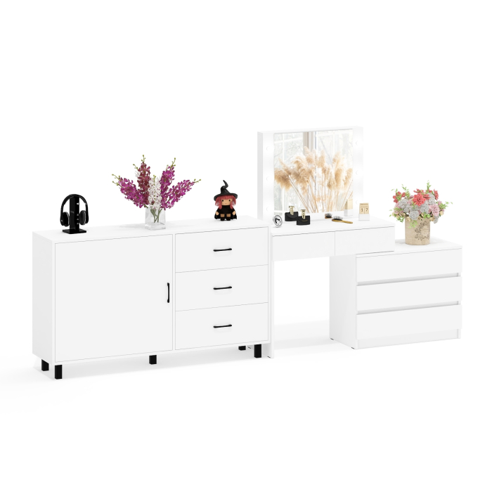 Туалетные столики, Стол-трансформер косметический с подсветкой 110 и комод-тумба три ящика 122-1504