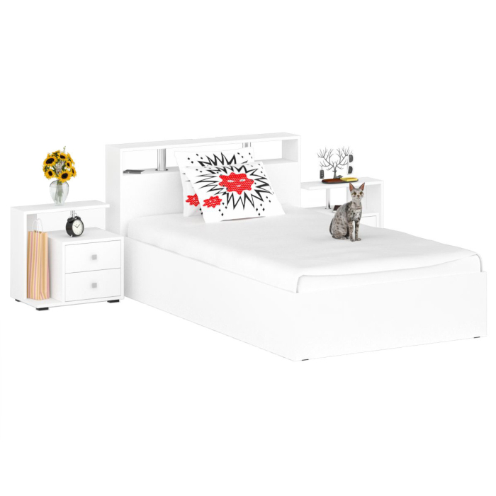 Спальные гарнитуры, Кровать Камелия 1200 с двумя прикроватными тумбами