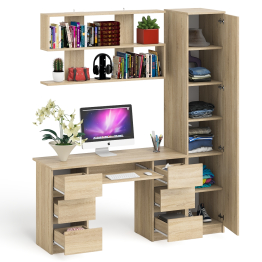 Компьютерный стол МС-2 с верхней полкой и пеналом для вещей Мори