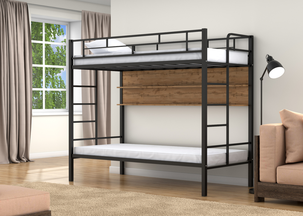 Для подростков, Двухъярусная кровать Валенсия Твист полка дуб ватан