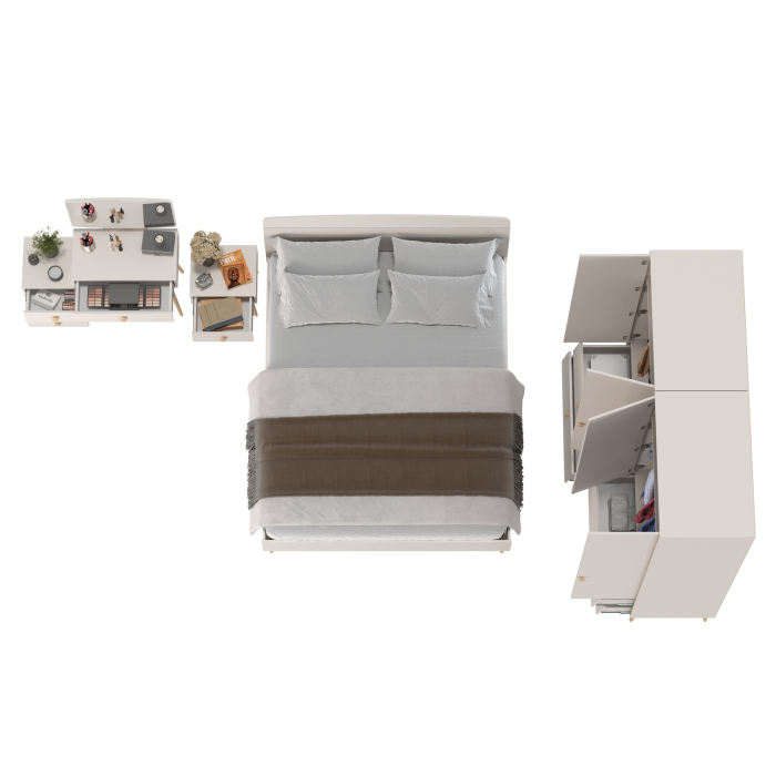 Спальные гарнитуры, Туалетный столик с зеркалом Афина с кроватью 1600 с тумбочкой и двумя шкафами