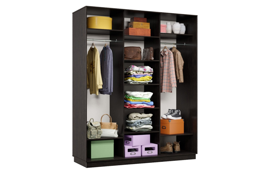 Шкафы-купе 3-х дверные, Шкаф-купе Премьер 26 венге