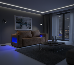 Диван-кровать еврокнижка Лофт Люкс  с подсветкой , 140,плюш