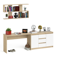 Прямые компьютерные столы, Стол письменный Мори 1200 с открытой полкой и тумбой-комодом