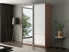 Шкафы-купе, Шкаф-купе Айсберг 190 ШАМОНИ ТЕМНЫЙ (белый/зеркало)