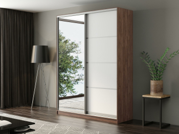 Шкаф-купе Айсберг 190 ШАМОНИ ТЕМНЫЙ (белый/зеркало)