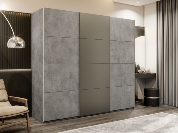 Шкаф-купе Эста 3-х дверный ДСП/Стекла хаки/Доводчик 300х66х240