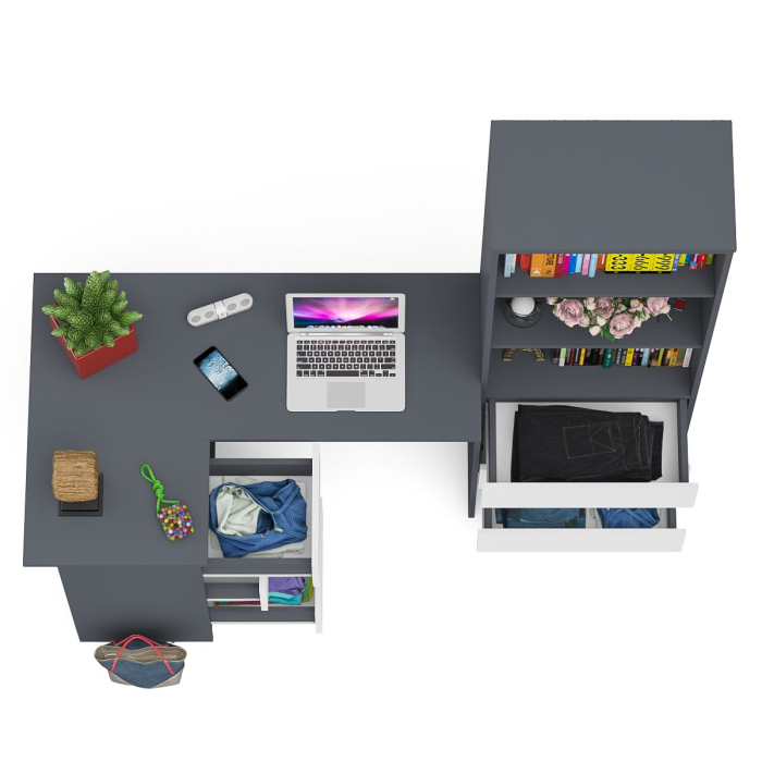 Домашние кабинеты, Стеллаж-комод Мори МСТ600 3 ящика и стол угловой компьютерный МС-16 левый