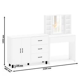 Туалетный столик с подсветкой 115 и тумба-комод 123-1204