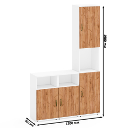 Пенал для домашнего офиса и две тумбы с дверками Лидер-8.