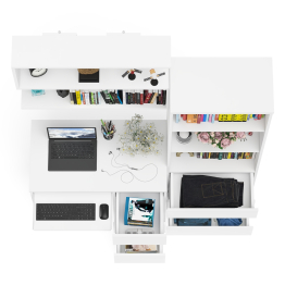 Рабочий стол Мори МС-6 правый с открытой полкой и стеллаж-комод МСТ600.3