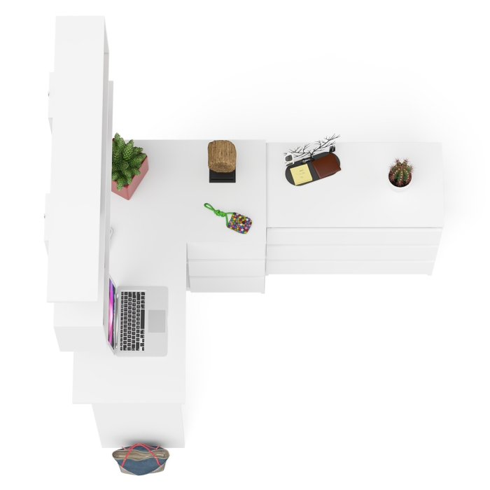 Домашние кабинеты, Стол компьютерный Мори МС-16 правый с навесной полкой и комодом МК800.1