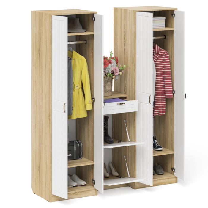 Прихожие, Тумба для обуви две секции и два шкафа в прихожую П-6 № 13 МДФ фрезеровка прованс