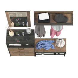 Обувница с сиденьем с комодом Трувор и зеркало с вешалкой