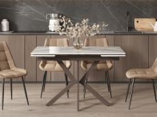 Обеденные столы, Стол обеденный STOOL GROUP Marmer 120-180/80/76 столешница МДФ16/керамика