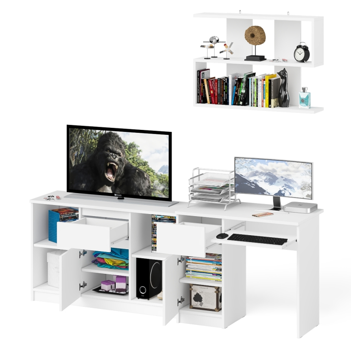 Прямые компьютерные столы, Тумба для техники МТВ1204.1 с компьютерным столом Мори МС-1 левым и полкой навесной