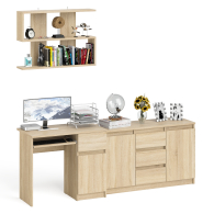 Домашние кабинеты, Компьютерный стол МС-1 тумба справа с комодом-тумбой и верхней открытой полкой
