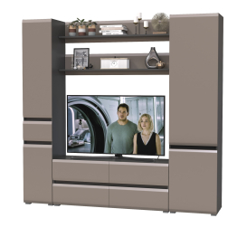 ТВ-тумба с двумя полочками и шкафом с ящиком и шкафом с полками внутри Сидней