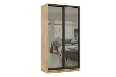 Шкаф-купе Премьер МИНИ 01 (01ЗГ;01ЗГ) фасады зеркало графит/двухдверный/Профиль чёрный муар