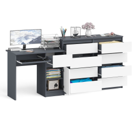 Комод 8-мь ящиков Мори МК1200 и правый компьютерный стол Мори МС-1