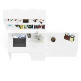 Стол компьютерный Мори МС-6 правый с навсеной полкой сверху и комодом на три ящика