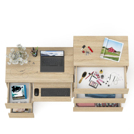 Комод высокий Мори МК700 5-ть ящиков и стол компьютерный Мори МС-6 левый