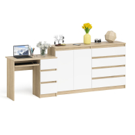 Компьютерные столы, Комод-тумба Мори МК1600 четыре ящика и дверки со столом компьютерным МС-6 тумба справа