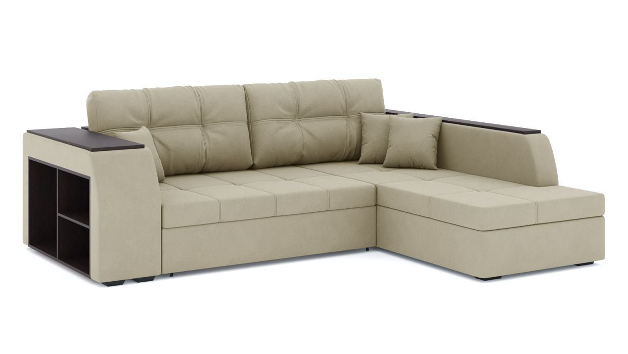 Диваны угловые в гостиную, Диван-кровать угловой Брюссель дельфин, велюр