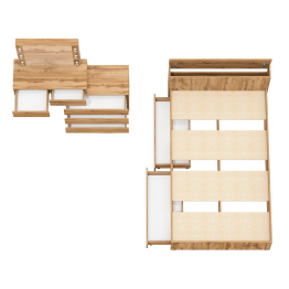 Столик туалетный с лампочками 110 с полутораспальной кроватью с ящиками Ксения 1200