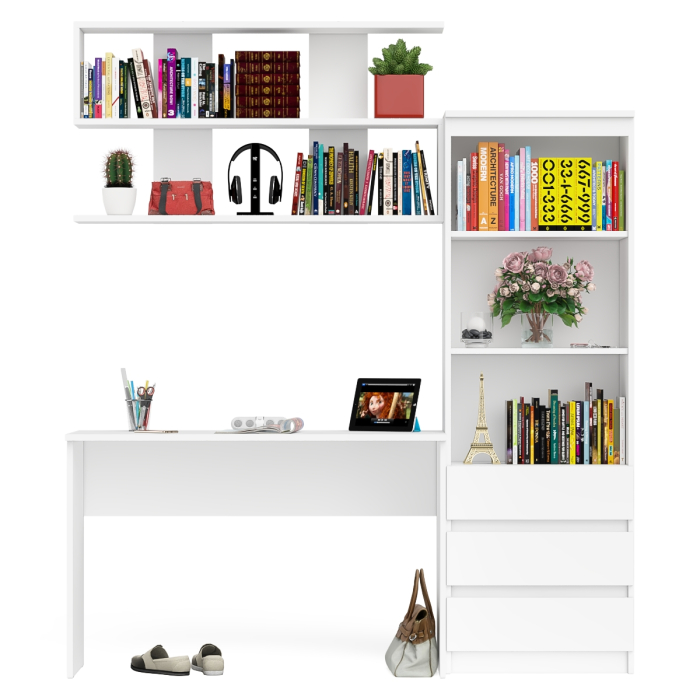 Прямые компьютерные столы, Стеллаж-комод Мори с письменным столом на 1200 и навесной полкой на 1200